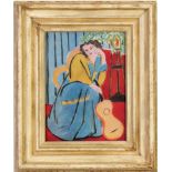 HENRI MATISSE, Woman with guitar, off set lithograph, signed in the plate, French vintage frame,