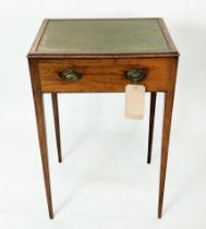 WRITING TABLE, 39cm x 48cm x 77cm H, George III mahogany with green tooled leather top with a faux