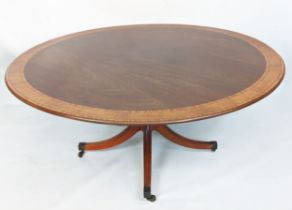 WILLIAM TILLMAN CIRCULAR DINING TABLE, 160cm diam, Regency style mahogany with satinwood and