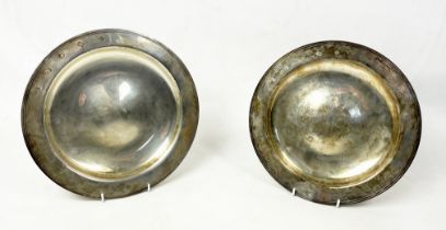 SILVER ARMADA PLATES, a pair, by C. J. Vander Sheffield, 2003, .925 silver. approx 2120 grams