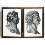 AFTER THE 19TH CENTURY SCHOOL, 'Portraits of Emperors Hadrian and Claudius', screenprint on textile,