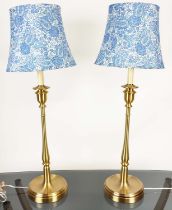 LAUREN RALPH LAUREN TABLE LAMPS, a pair, with patterned shades, 84cm H approx. (2)