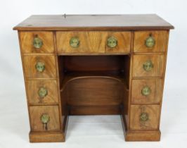 KNEEHOLE DRESSING TABLE, 46cm x 95cm x 85cm H, George III mahogany with nine drawers brass handles