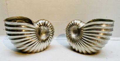 WINE COOLERS, pair, in the form of shells, each measuring 20cm x 26cm x 17cm. (2)