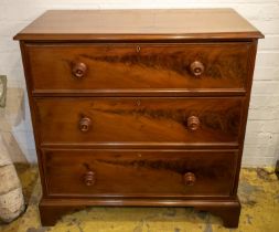 CHEST, 93cm H x 93cm W x 48cm D, Victorian mahogany of three drawers.