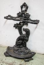 STICK STAND, 68cm H x 40cm W x 21cm D, Victorian style cast iron.