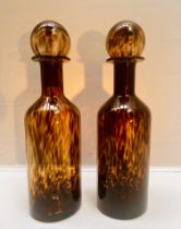 DECANTERS, a pair, Murano style glass, 53cm high, 14cm diam. (2)