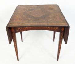 DROPLEAF MARQUETRY TABLE, 77cm x 70cm unextended, Dutch mahogany, circa 1800, with all over inlaid