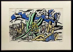 FERNAND LEGER, 'Le Partie de Campagne', lithograph, 34cm x 52cm, framed. Certificated Verso.