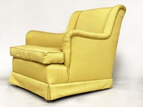 ARMCHAIR, early 20th century, with Colefax and Fowler buttercup yellow 'pico' fabric upholstery