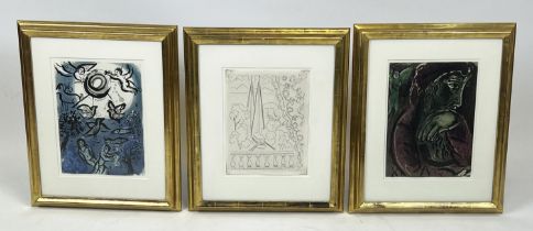 AFTER MARC CHAGALL (1887-1985), a set of two lithographs, 36cm x 26cm, framed, together with an