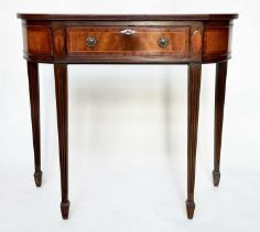 HALL TABLE, George III design flamed mahogany a crossbanded of 'D' outline and fluted supports, 90cm