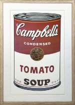 AFTER ANDY WARHOL 'Campbells Tomato Soup', off set lithograph, 116cm x 81cm, framed.