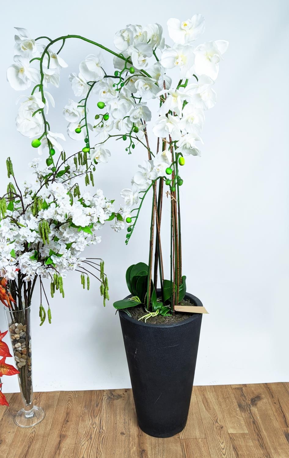 FAUX FLORAL DISPLAYS, a collection of three, each differing, 164cm H approx at tallest. (3) - Image 2 of 6