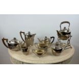 HJ LINTON, PARIS SILVER PLATED TEA AND COFFEE SERVICE, comprising three tea pots one on stand a