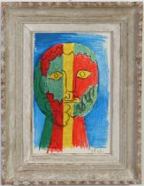 PABLO PICASSO, Portrait d'homme, off set lithograph, French Montparnasse vintage frame, 36cm x 23.