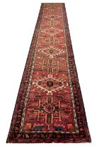 PERSIAN KARAJA NARROW RUNNER, 378cm x 67cm.