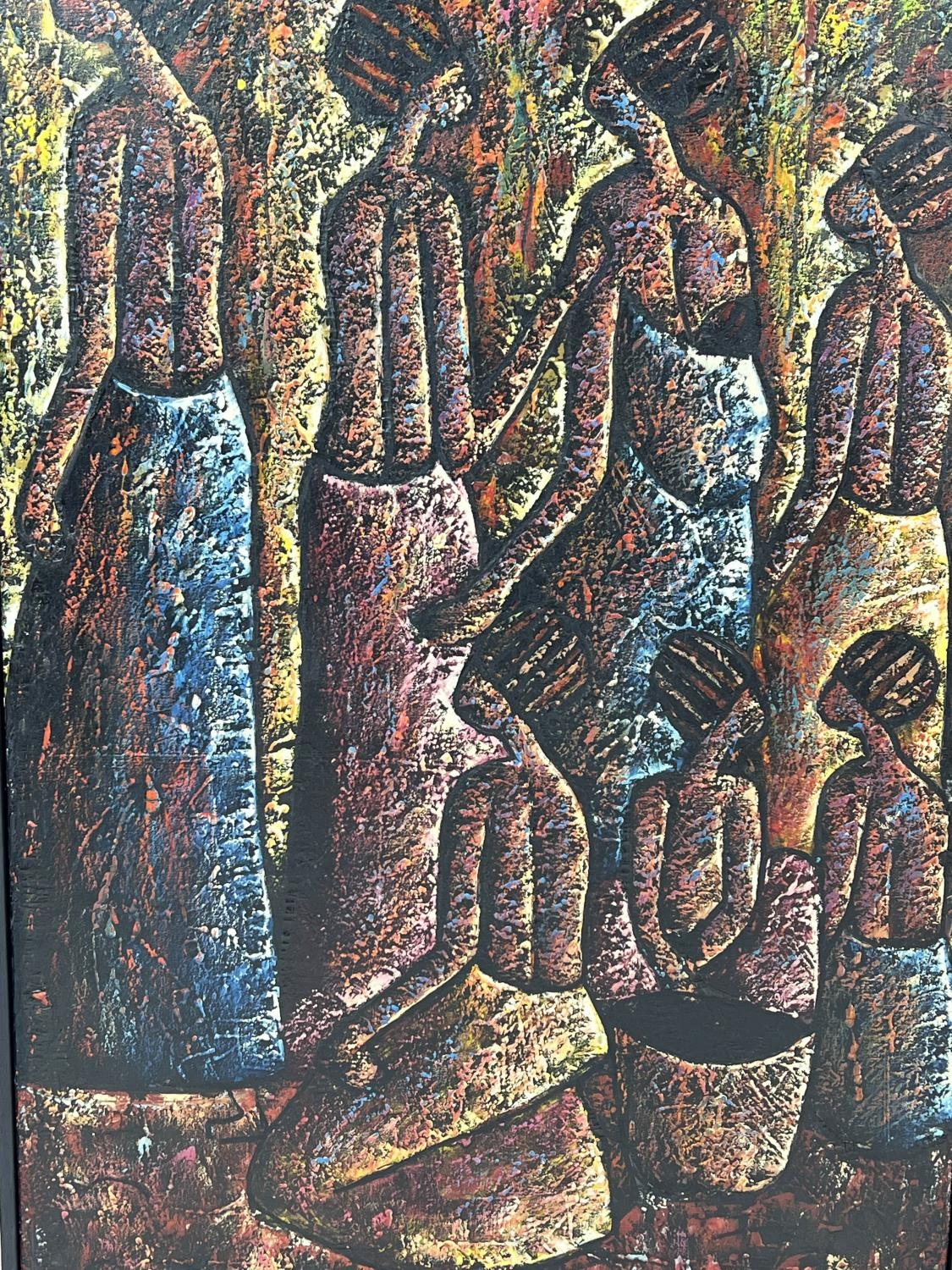 PAULO KAPELA (1947-2020, Angola), Female Figures, oil on canvas, 89cm x 58cm, framed. - Bild 2 aus 2