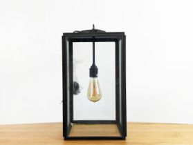 DAVEY LIGHTING LANTERN, 25.5cm x 25.5cm x 47cm not including cable.