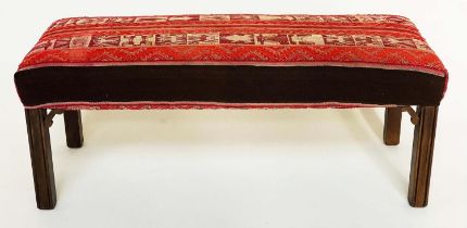 KELIM WINDOW SEAT/HEARTH STOOL, George III design antique turkoman tribal flat weave upholstered
