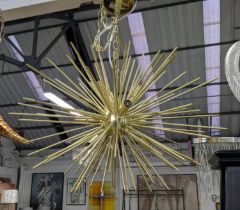 CHANDELIER, 1970's Italian style, gilt metal, nine branch, 65cm diam.