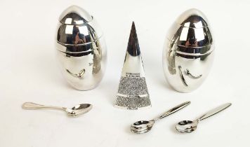 CHRISTOFLE PYRAMIDION PAPERWEIGHT, silver plated, by Roger Tallon, inscribed with events of the last