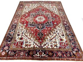 VINTAGE PERSIAN HERIZ CARPET, 292cm x 214cm.