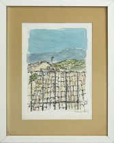 RICHARD BEER (1928-2017) 'Provence Rooftops', watercolour, 25cm x 16cm, signed, framed.