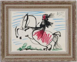 PABLO PICASSO, Woman on horseback, off set lithograph, dated in the plate, suite: Toros, French