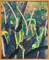 MANNER OF ALBERT IRVINE (1922-2015), 'Abstract', oil on canvas, 153cm x 122cm, framed.