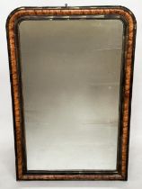 OVERMANTEL, 19th century French arched with faux maple painted and grained moulded frame, 96cm x