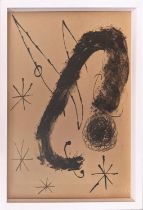 JOAN MIRO (1893-1983), 'Birds of Prey' and 'Composition 1965' lithographs, 27cm x 37cm, framed. (2)