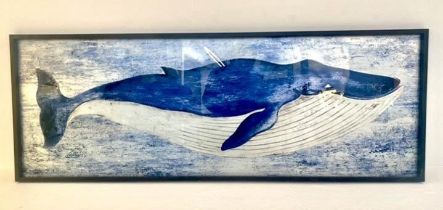 CONTEMPORARY SCHOOL, study of a whale, 44cm x 120cm, print, framed.