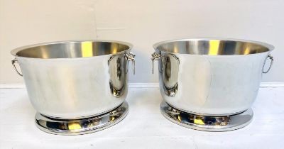 CHAMPAGNE COOLERS, a pair, 25cm high, 41cm wide, 40cm deep, polished metal.(2)