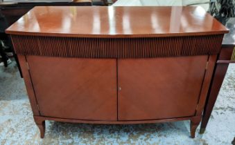 CABINET, 120cm x 56cm x 87cm H, cherry wood, bow front, with a ribbed frieze.