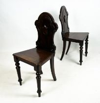 HALL CHAIRS, a pair, Victorian mahogany, 84cm H x 42cm W. (2)