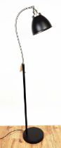 FLOOR LAMP, 180cm H at tallest, black painted and silvered metal.