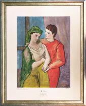 PICASSO, The Lovers, print on paper, signed in stone, framed and glazed.