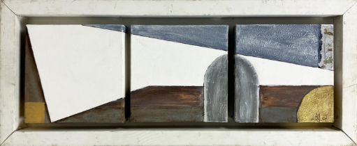 ALEX LAAKKONEN, 'Abstract', tryptych oils on canvas, 30cm x 72cm, framed.