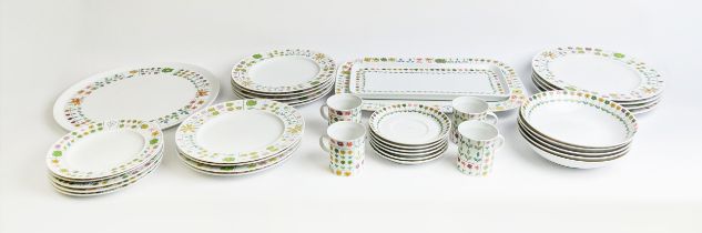 A ROSENTHAL STUDIO - LINE PART DINNER SET, floral motif borders, comprising dinner plates, dessert