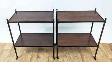 TIERED SIDE TABLES, a pair, each 32cm D x 52cm W x 62cm H. (2)