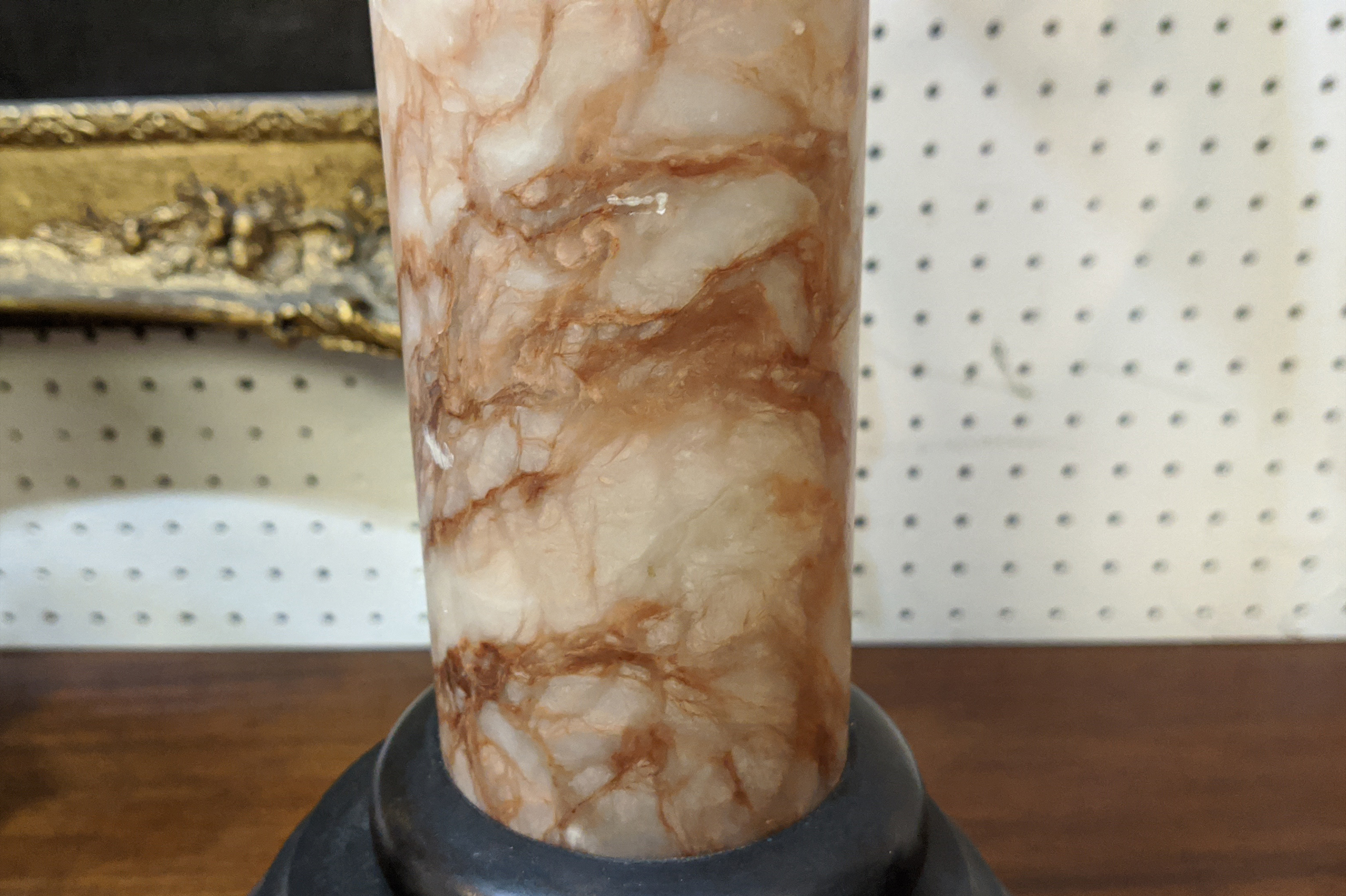 COLUMN LAMPS, a pair, circa 1920s, grand tour style alabaster column form with stepped bronze - Image 11 of 17