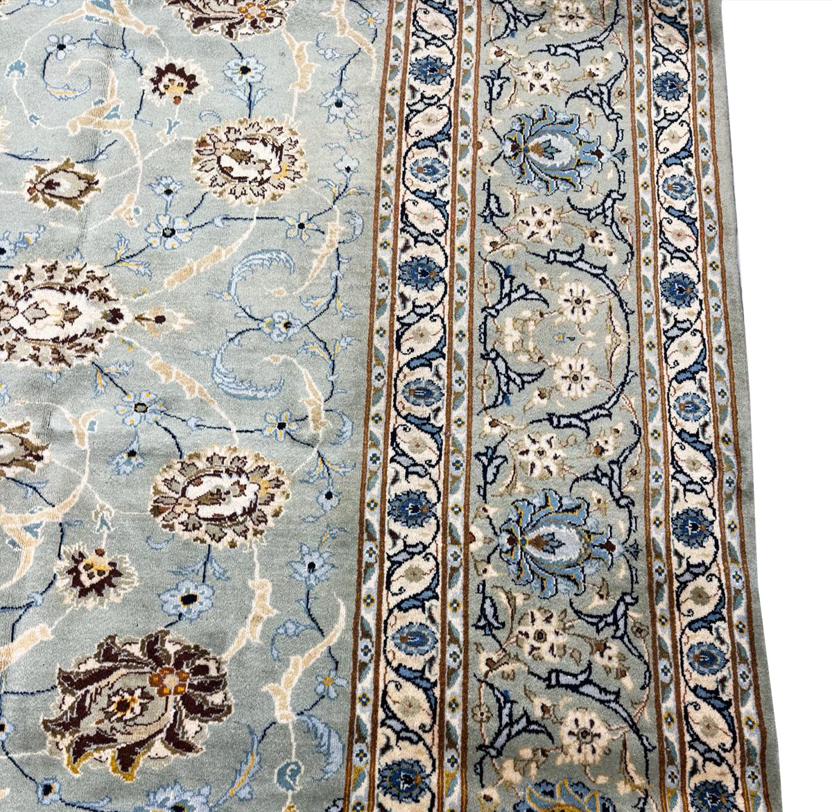 VERY FINE PERSIAN KURK KASHAN CARPET, 402cm x 290cm, jade colour. - Image 12 of 12