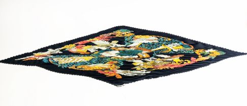 HERMÈS SILK PLISSÉ SCARF, 'Chapeau!' by Annie Faivre, first issued in 1990, made in France, silk,