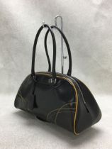 PRADA VINTAGE BOWLING BAG, moro leather with two top leather handles, top zippered closure,