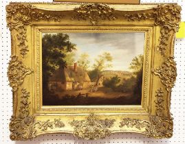 19TH CENTURY FLEMISH SCHOOL, 'Village scene', oil on canvas, prov: David A Cross Fine Art,