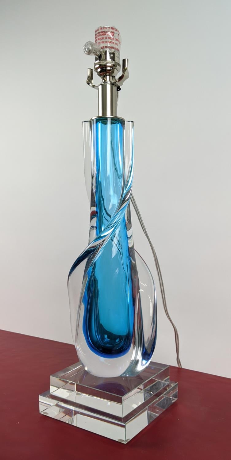 PAOLO MOSCHINO TABLE LAMP, twisted blue glass design, 53cm H. - Image 4 of 11