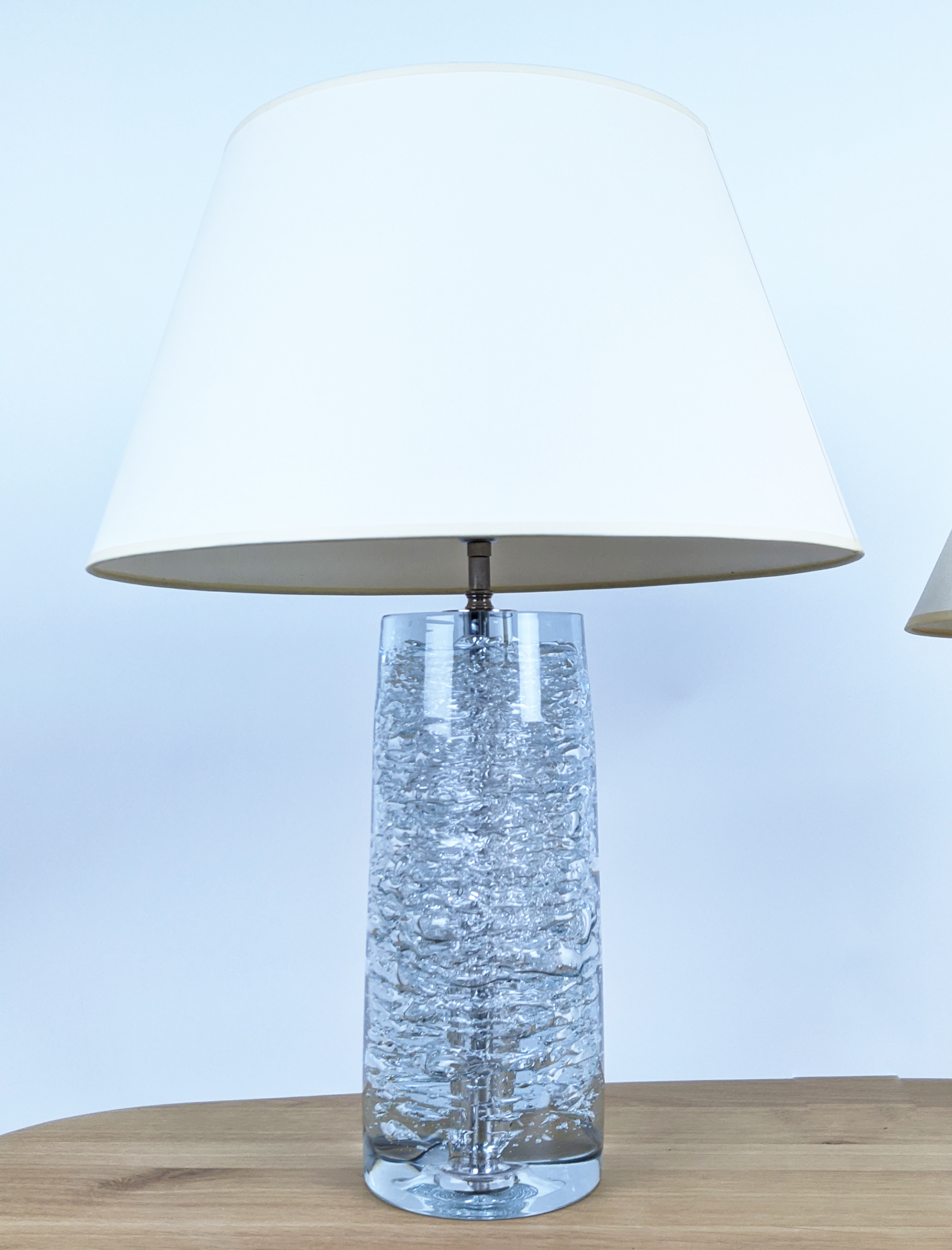 VAUGHAN TABLE LAMPS, a pair, glass with shades. (2) - Image 5 of 14