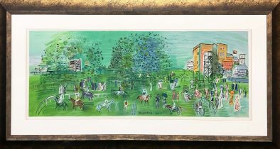RAOUL DUFY, 'Ascot', lithograph, 41cm x 102cm, numbered edition 00047, framed.