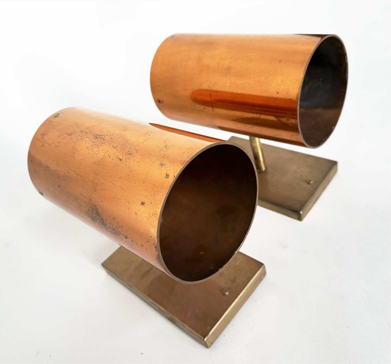 WALL LIGHTS, a set of four 1960s tubular solid copper and solid brass heavy duty, 23cm H x 13cm - Image 13 of 20